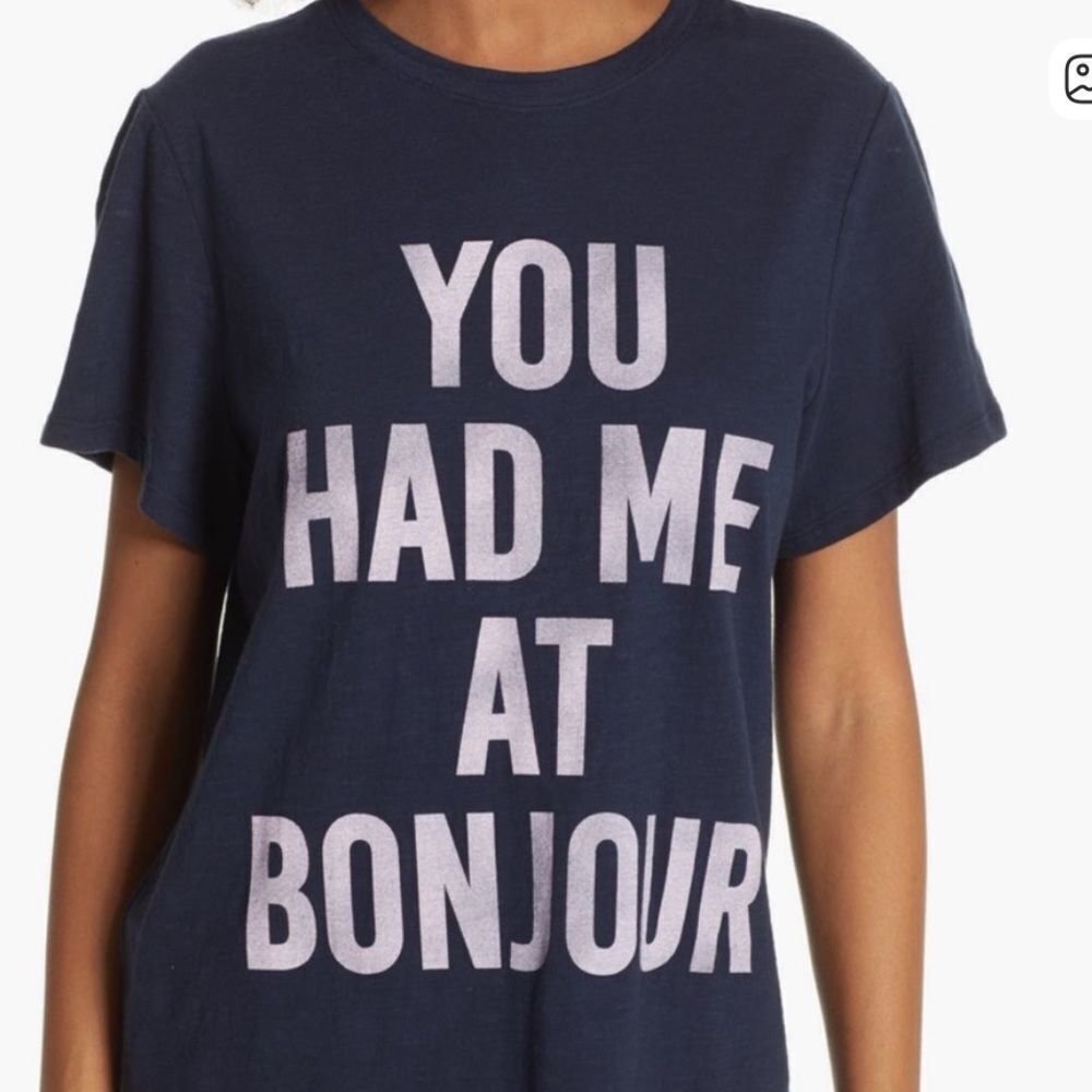 Cinq a Sept You Had Me At Bonjour Tee Navy Blue Purple